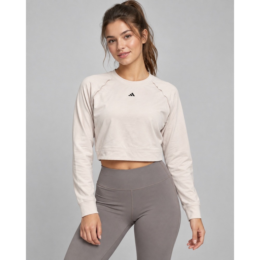 Adidas Training Aeroready Cropped Sweatshirt Blush Pink Small RN 88387